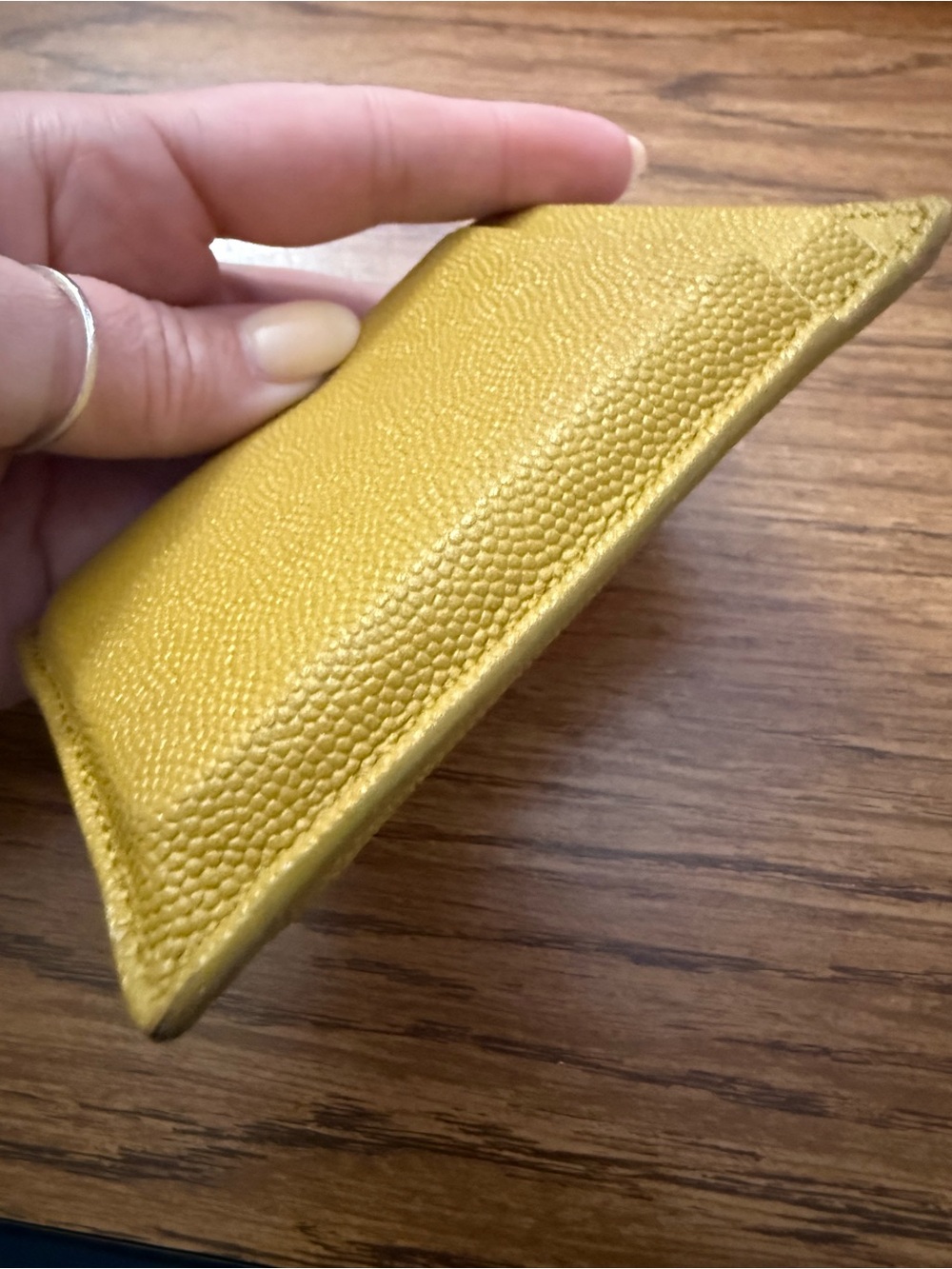 Saint Laurent Green Pebbled Leather Envelope Card Case with Gold YSL Logo - Picture 6 of 11